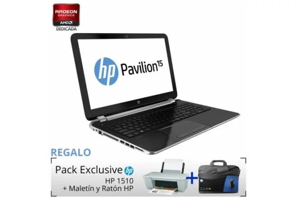 Portatil Hp Pavilion 15-n204es + Hp Dj1510 + Maletin Y Raton Hp- I5 4200u - 4GB - 750GB - Rad Hd8670m 1GB 15.6" Directo De Fábrica