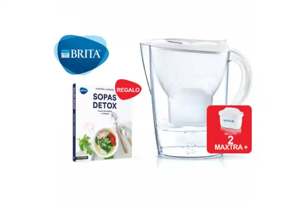Jarra Brita Marella Blanca 2 filtro + Libro Sopas Detox Bestseller