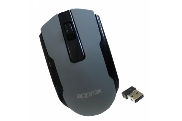 Raton Optico Inalambrico Approx APPWMOFFICEG Gris - 1000-1600dpi - Plug And Play - Nano Receptor Usb 2.4GHZ Directo De Fábrica