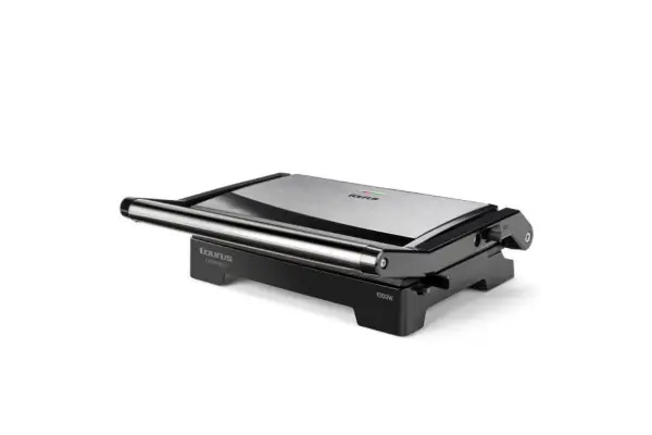 Devolución Gratuita Grill / Plancha Asar Taurus Crispy & Co - 1000W - Apertura 180º - Tapa Basculante - Placa Antiadherente Libre De Ptfe Y Pfoa - Base Antideslizante