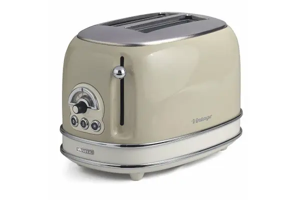 Entrega Rápida Tostador De Pan Ariete Vintage Beige - 810W - 2 Ranuras Anchas - 6 Posiciones Tueste - Paredes Frías - Pies Antideslizantes