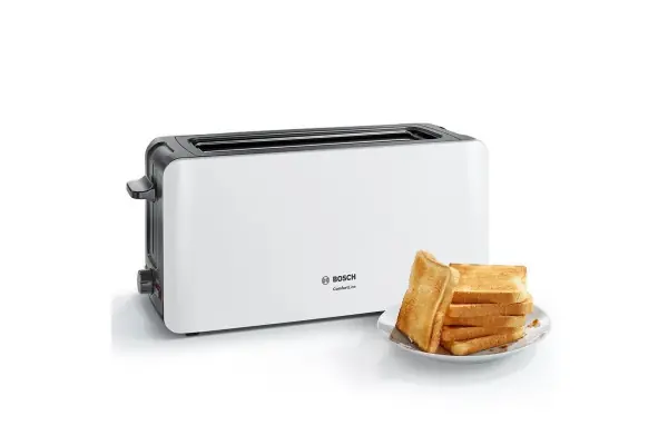 Devolución Gratuita Tostador De Pan Bosch Comfortline Tat6A001 Blanco - 1090W - Ranura Extra Ancha - Sensor Electrónico - Función Descongelación