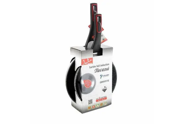 Pack 2 Sartenes Jata Sf3 Tacana - Ø20/24Cm - Fondo Difusor - Aluminio Forjado Con Antiadherente - Todo Tipo De Fuego+Induccion Envío Inmediato