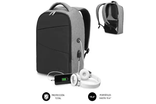 Mochila Subblim Secure V2 Ap Para Portátiles Hasta 15.6‘/ Puerto Usb/ Antirrobo/ Gris Popular
