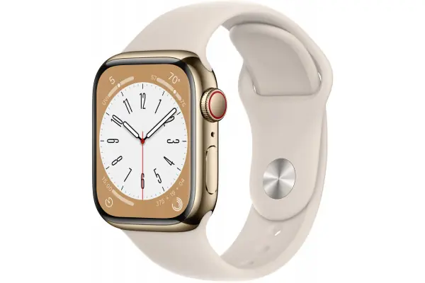 Apple Watch Series 8 MNJC3TY/A Gps Cellular 41Mm Caja De Acero Inoxidable Oro Correa Deportiva Blanco Estrella Venta Final