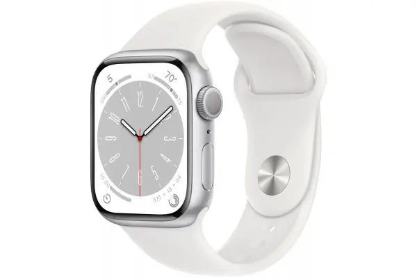 Envío Inmediato Apple Watch Series 8 MP6N3TY/A Gps 45Mm Caja De Aluminio Plata Correa Deportiva Blanca
