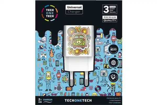 Precio Rebajado Cargador De Pared Tech One Tech Green Camper Tec2503/ 2Xusb/ 2.4A