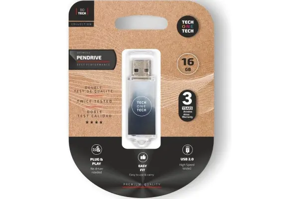 Comprar En Línea Pendrive 16Gb Tech One Tech Be B&W Usb 2.0/ Blanco Y Negro Degradado