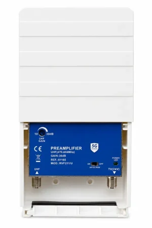 Envío Exprés Amplificador De Mastil Con Ganancia 30dB 1e UHF Exterior Blanco