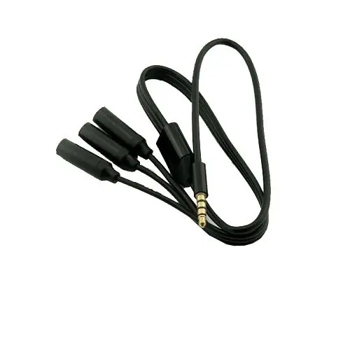 Disponible Ahora Cable De Audio Estereo 3x Jack 3.5mm Hembra A 3.5mm 4 Pin 0.50 M Negro