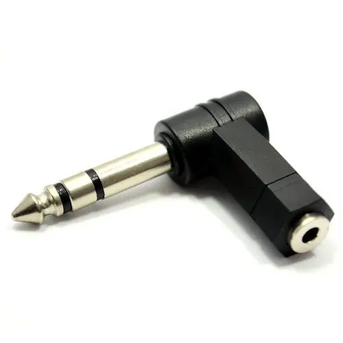 Económico Adaptador Audio 3.5 Mm Hembra A 6.35 Macho Acodado Negro